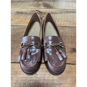 Womens Talbots‎ Brown Laura Tassled Leather Dress Loafers Size 9